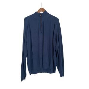 Tommy Bahama Navy Blue Silk & Cotton 3/4 Zip Long Sleeve Sweater Size XXL